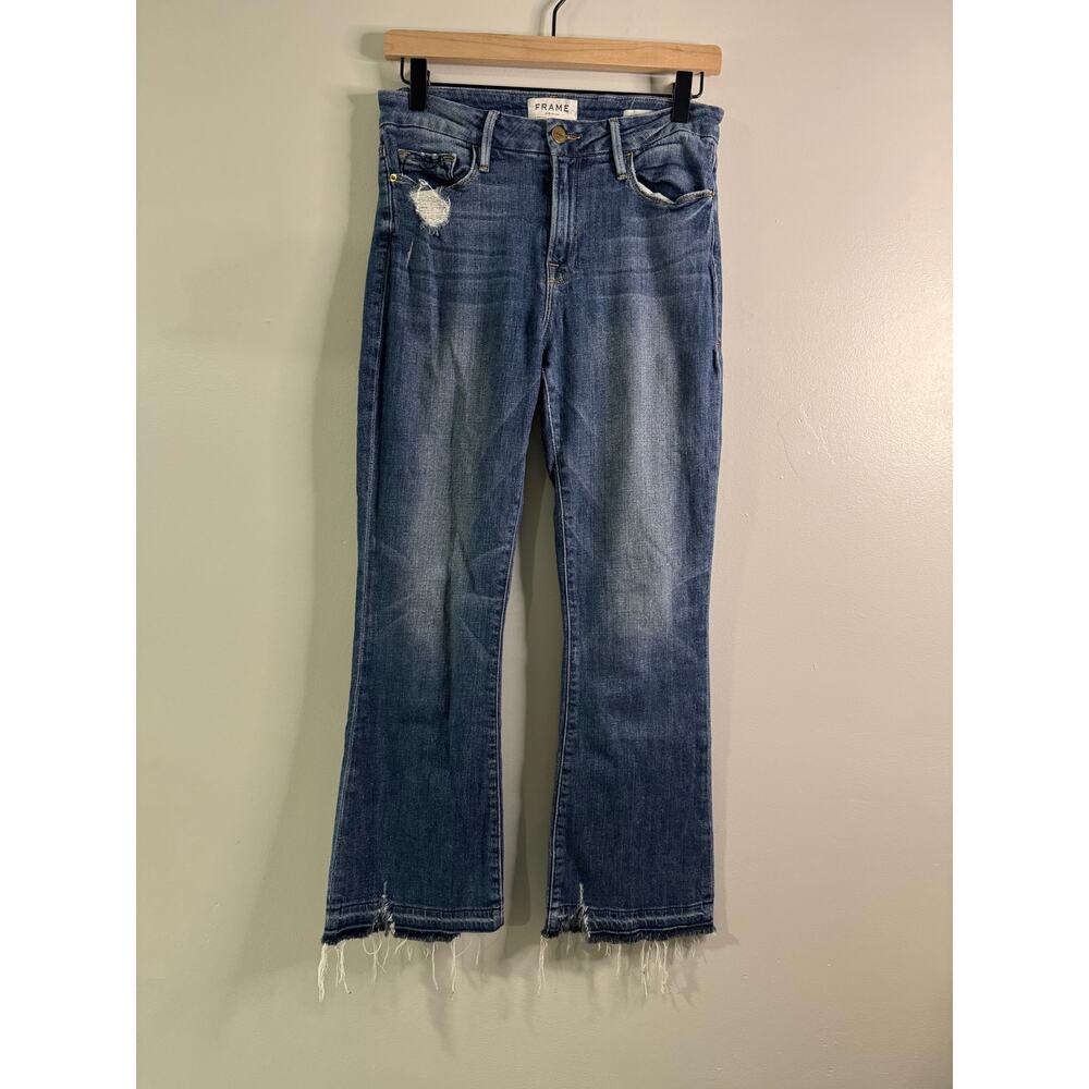 FRAME le crop mini boot distressed hem size 27